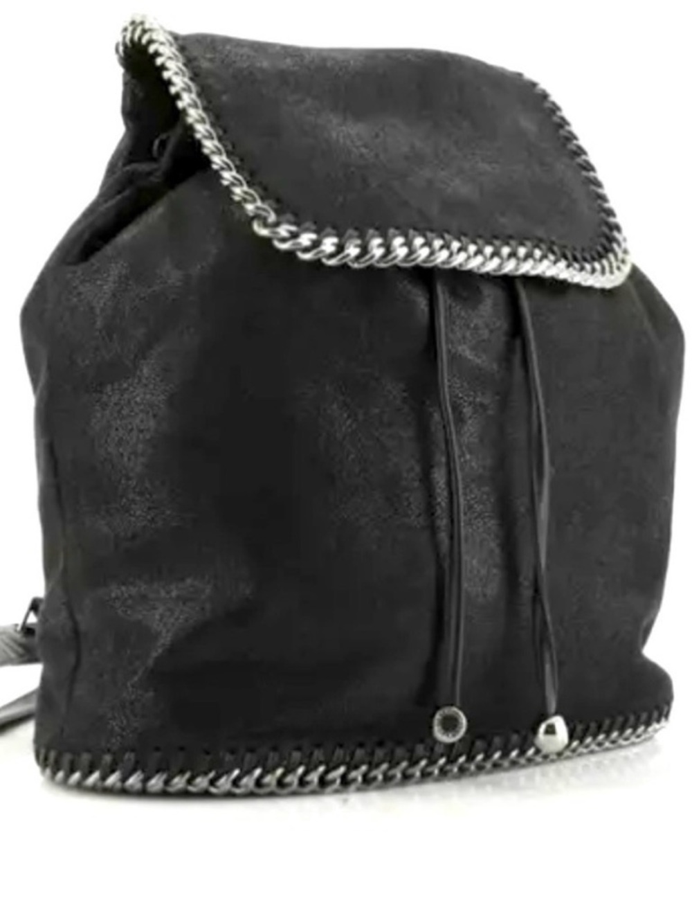 Stella McCartney black vegan leather Falabella backpack with chain detail